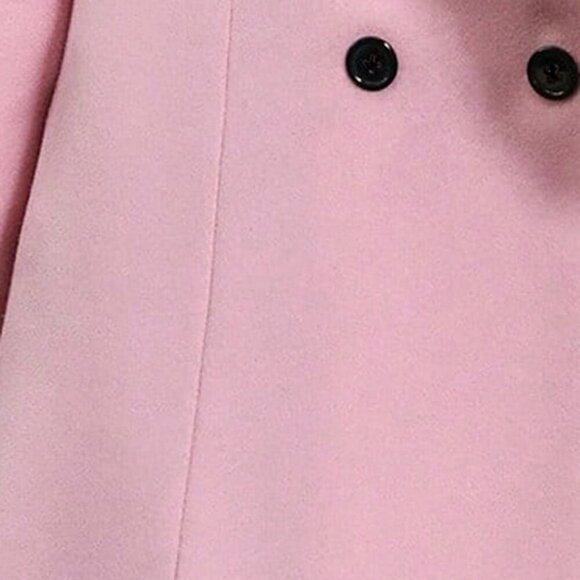 Pink Casual Women's Notched Lapel Double Breasted Coat - Picture 5 of 5